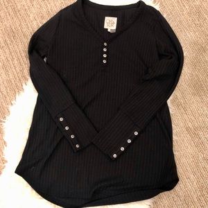 CHASER Black Long Sleeve Henley tee